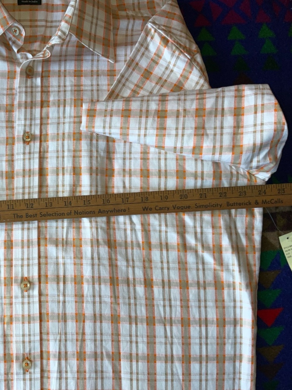 (NWT)-Sean John-Orange Plaid- Short Sleeve Button-Down Shirt Men’s- (XXL) - Picture 12 of 12